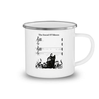 The Sound Of Silence Music And Cats Lover Funny Cat Camping Mug | Mazezy