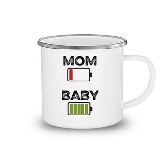 Tired Women Low Battery Mom & Baby Full Charge Funny Camping Mug | Mazezy
