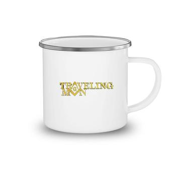 Traveling Man Square And Compass Camping Mug | Mazezy