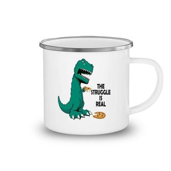 Trex The Struggle Is Real Pizza Funny T Rex Camping Mug | Mazezy