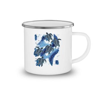Tribal Sea Turtles Youth Turquoise Camping Mug | Mazezy