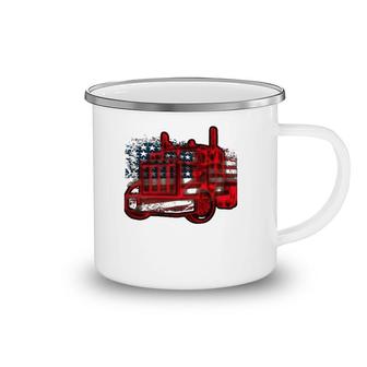 Truck Driver American Flag Trucker Gift Semi Truck Camping Mug | Mazezy