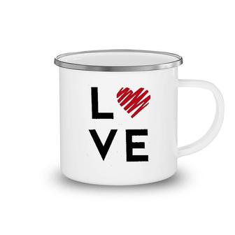 Valentine Day Love Heart Print Camping Mug | Mazezy