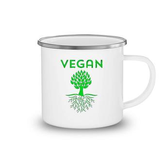 Vegan Tree Roots Green Vegetarian Camping Mug | Mazezy