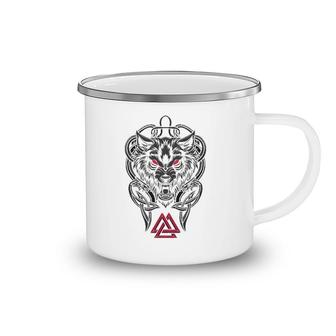 Viking Fenrir Monstrous Wolf Valknut Norse Mythology Camping Mug | Mazezy