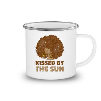 Vintage African Afro Kissed By The Sun Pride Melanin Queen Camping Mug | Mazezy