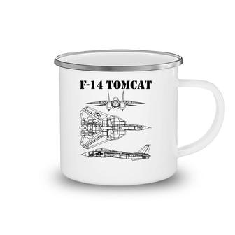 Vintage Black F14 Tomcat Airplane Schematic F-14 Jet Camping Mug | Mazezy