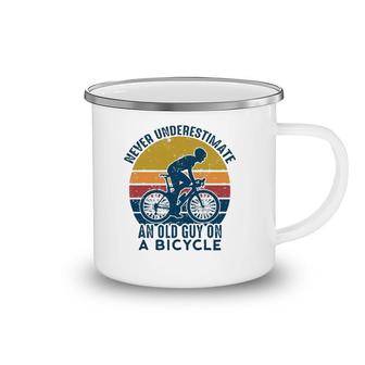 Vintage Never Underestimate An Old Man On A Bicycle Cyclist Camping Mug | Mazezy