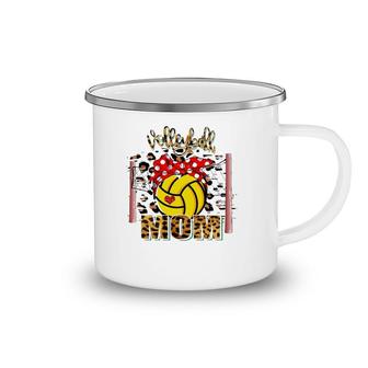 Volleyball Mom Leopard Funny Volleyball Mom Mother's Day Camping Mug | Mazezy