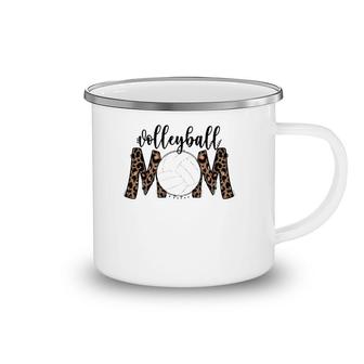 Volleyball Mom Leopard Print Proud Women's Cheetah Pattern Camping Mug | Mazezy