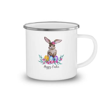 Watercolor Bunny Eggs Happy Easter Happy Easter Day Camping Mug - Seseable
