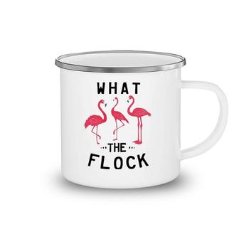 What The Flock Funny Pink Flamingo Beach Puns Gift Camping Mug | Mazezy