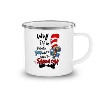 Why Fit In Autism Awareness Doctor Teacher Hat Cat Book Camping Mug | Mazezy