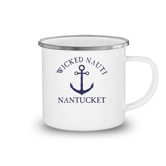 Wicked Nauti Nantucket Nautical Distressed Camping Mug | Mazezy