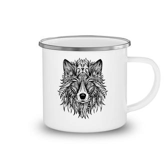 Wolf Mandala Art Pattern Wolf Lover Gift Camping Mug | Mazezy