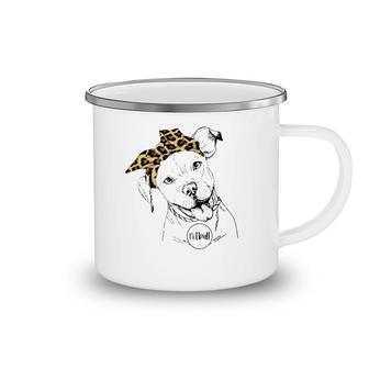 Women Girl Cute Pitbull Dog Mom Leopard Bandana Mother Day Camping Mug | Mazezy