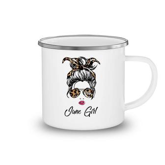 Women June Girl Classy Mom Life With Leopard Pattern Shades Camping Mug | Mazezy