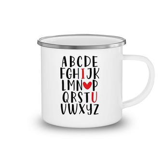 Womens Abc Alphabet I Love You English Teacher Valentine's Day Camping Mug | Mazezy