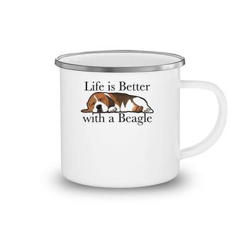 Womens Beagle Dog Lover Funny Slogan Beagles V-Neck Camping Mug | Mazezy