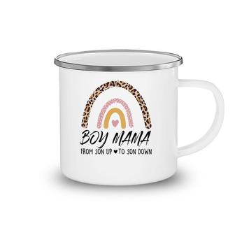 Womens Boy Mama From Son Upto Son Down Leopard Rainbow Mother's Day Camping Mug | Mazezy