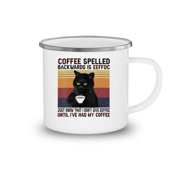 Womens Coffee Spelled Backwards Is Eeffoc Cats Drink Coffee Camping Mug | Mazezy