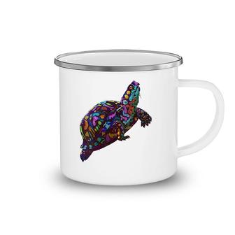 Womens Colorful Splash Eastern Box Turtle Camping Mug | Mazezy
