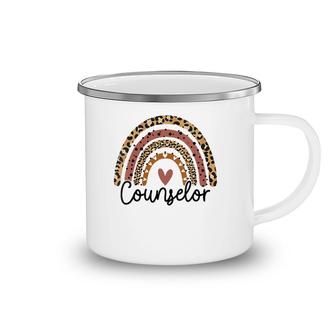 Womens Counselor Rainbow Leopard Funny School Counselor Gift V-Neck Camping Mug | Mazezy