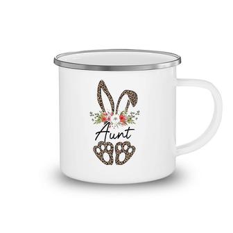 Womens Cute Leopard Bunny Aunt Flower Easter Day Rabbit Eggs Gift Camping Mug | Mazezy