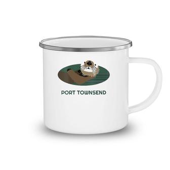 Womens Cute Otter Port Townsend, Wa Coast Resident Fisherman Gift V-Neck Camping Mug | Mazezy
