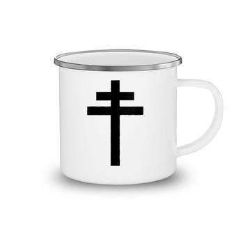 Womens French Resistance Cross Of Lorraine V-Neck Camping Mug | Mazezy