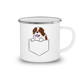 Womens Funny Saint Bernard In Pocket Dog In A Pocket Saint Bernard Camping Mug | Mazezy