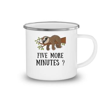 Womens Funny Sloth Five More Minutes Sleep Bed Pajama Nightgown V-Neck Camping Mug | Mazezy