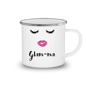 Womens Glam-Ma Grandma Mother's Day Sexy Face Lips Lashes Camping Mug | Mazezy