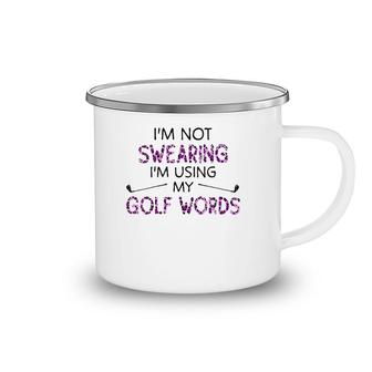Womens I'm Not Swearing I'm Using My Golf Words Purple Leopard V-Neck Camping Mug