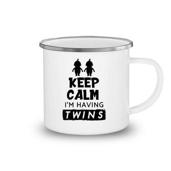 Womens Keep Calm I'm Having Twins Twin Gift Camping Mug | Mazezy