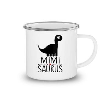 Womens Mimi Saurus Dinosaur Family Matching Dino Pajama For Women V-Neck Camping Mug | Mazezy