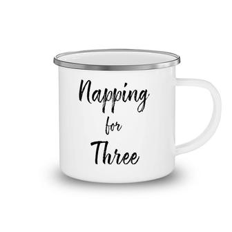 Womens Napping For Three , Funny Twin Pregnancy, Gifts For Mom V-Neck Camping Mug | Mazezy