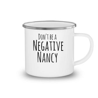 Womens Negative Nancy Positive Thoughts Mental Health V-Neck Camping Mug | Mazezy