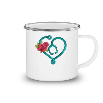 Womens Nurse Heart Floral Nursing Camping Mug | Mazezy