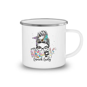 Womens One Hoppy Lunch Lady Cafeteria Staff Easter Outfit Camping Mug | Mazezy
