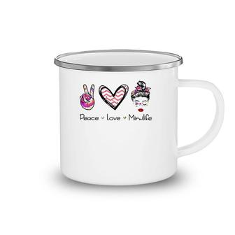 Womens Peace Love Mimilife Tie Dye Glasses Messy Bun Mother's Day Camping Mug | Mazezy