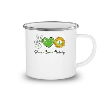 Womens Peace Love Sunshine Herbalifes Sunflower Essential V-Neck Camping Mug | Mazezy