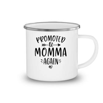 Womens Promoted To Momma Again New Mom Gift Mama To Be Mother's Day Camping Mug | Mazezy
