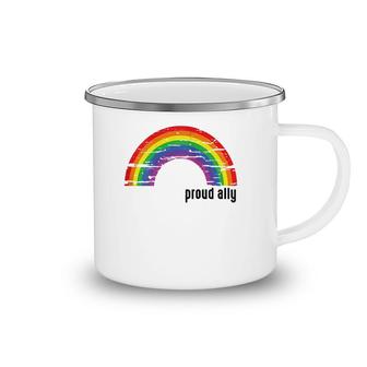 Womens Proud Ally Lgbt Gay Pride For Family Friends Retro Rainbow Camping Mug | Mazezy