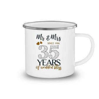 Womens Romantic Mr & Mrs Since 1986 35Th Wedding Anniversary V-Neck Camping Mug