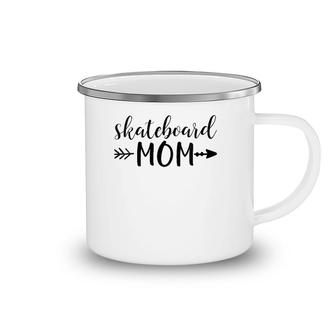 Womens Skateboard Mom Arrow In Black Text Skater Gift Camping Mug | Mazezy