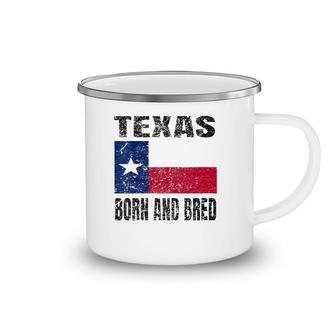 Womens Texas Born And Bred - Vintage Texas Flag V-Neck Camping Mug | Mazezy