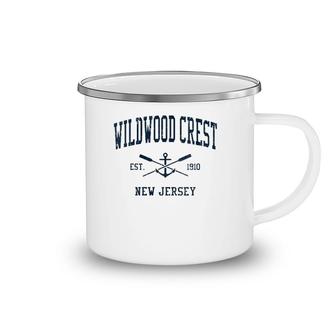 Womens Wildwood Crest Nj Vintage Navy Crossed Oars & Boat Anchor V-Neck Camping Mug | Mazezy