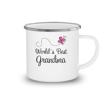 Womens World's Best Grandma Gift For Grandmother V-Neck Camping Mug | Mazezy
