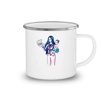 Working Mom With Computer Watercolor Camping Mug | Mazezy